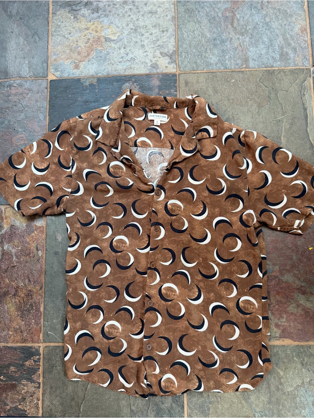 Earthbound Trading Co. Celestial Crescent Moon Camp Shirt- S